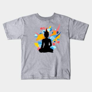 Black Budda with Colorful Energy Kids T-Shirt